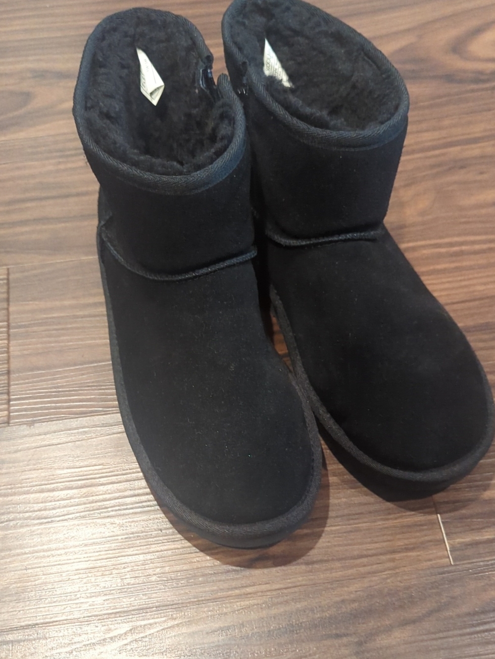 Koolaburra By UGG Black Suede-Look Shearling Ankle Booties
